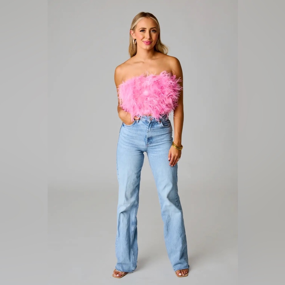 Fancy Baby Pink Feather Top